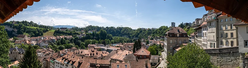 Panorama of Fribourg's old town.