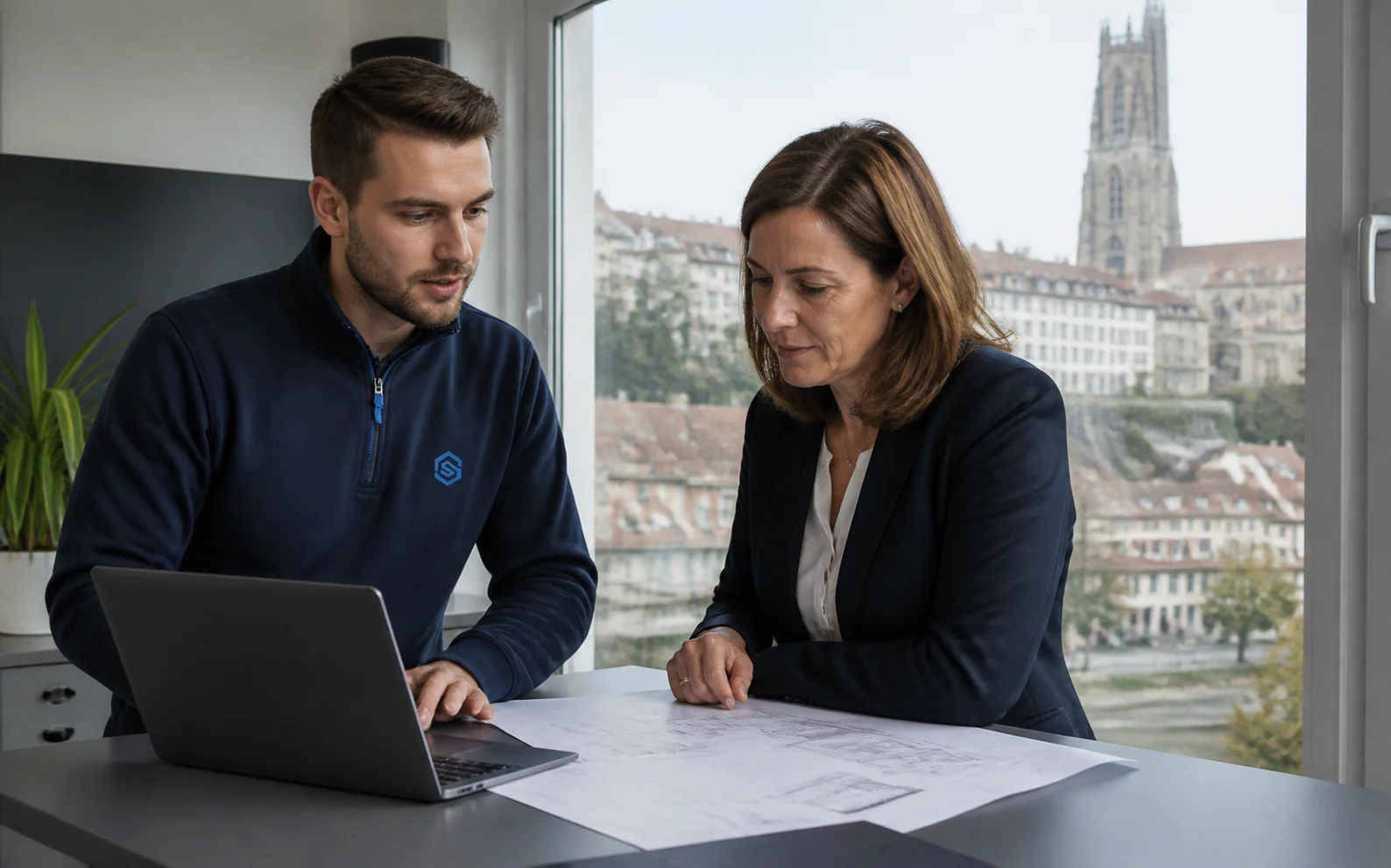 Une séance de travail Sunitech avec une PME de Fribourg.